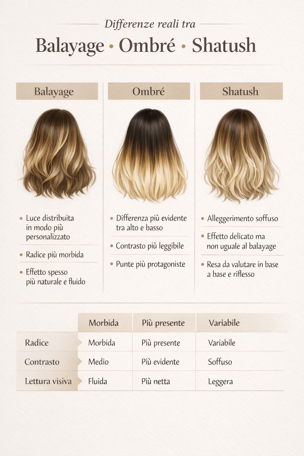 Shatush Rame Balayage vs ombré vs shatush: differenze e come scegliere